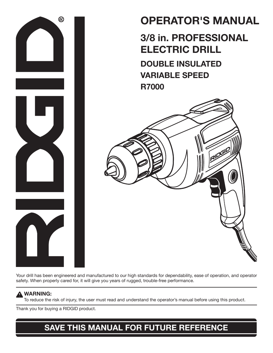RIDGID R7000 User Manual | 16 pages