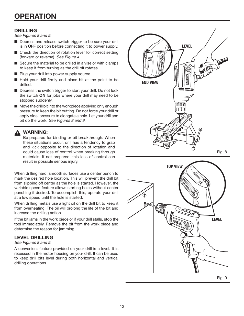 Operation | RIDGID R7000 User Manual | Page 12 / 16