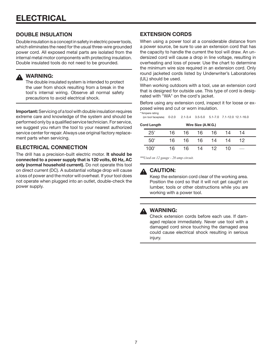 Electrical | RIDGID R7000 User Manual | Page 7 / 16