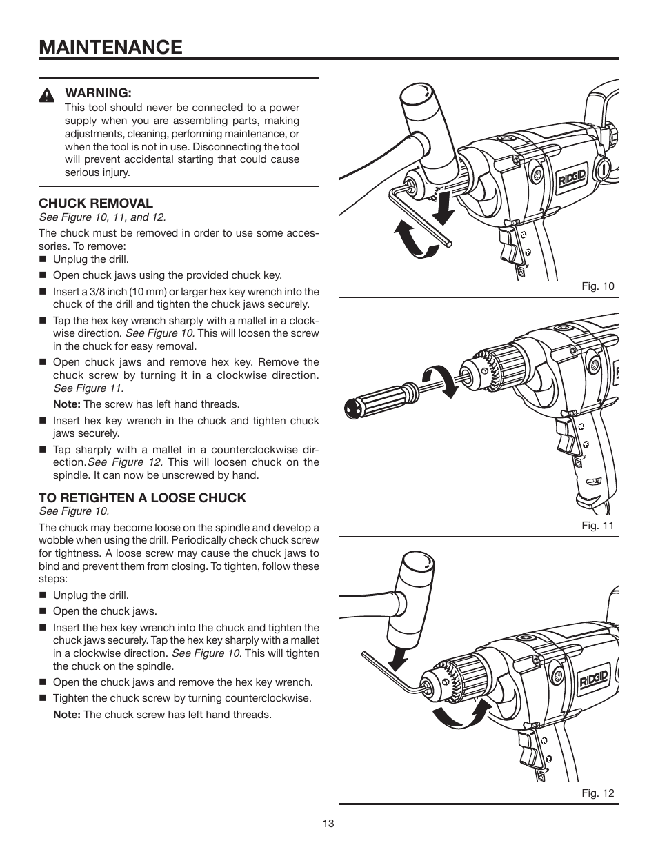 Maintenance | RIDGID R7121 User Manual | Page 13 / 18