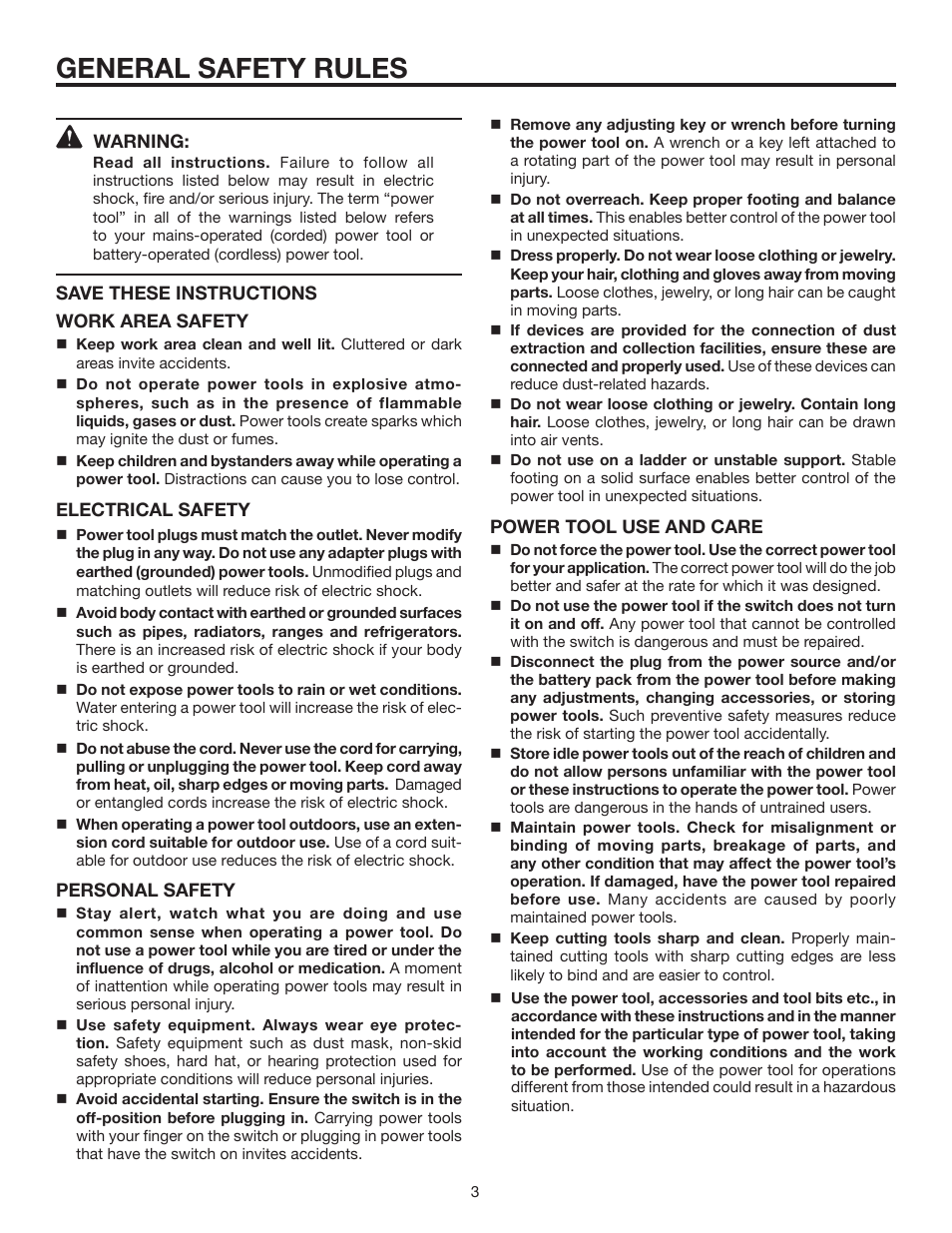 General safety rules | RIDGID R7121 User Manual | Page 3 / 18