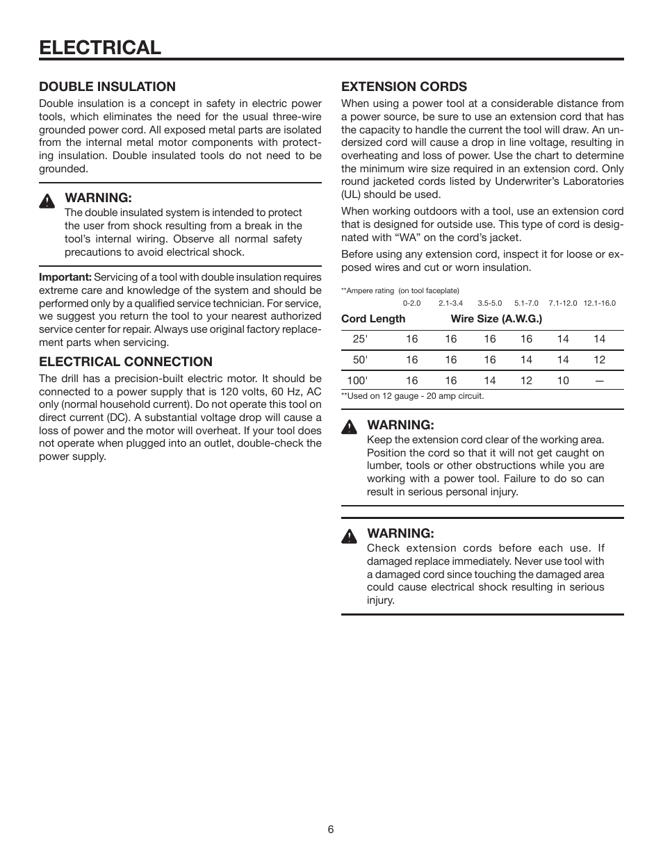 Electrical | RIDGID R7121 User Manual | Page 6 / 18