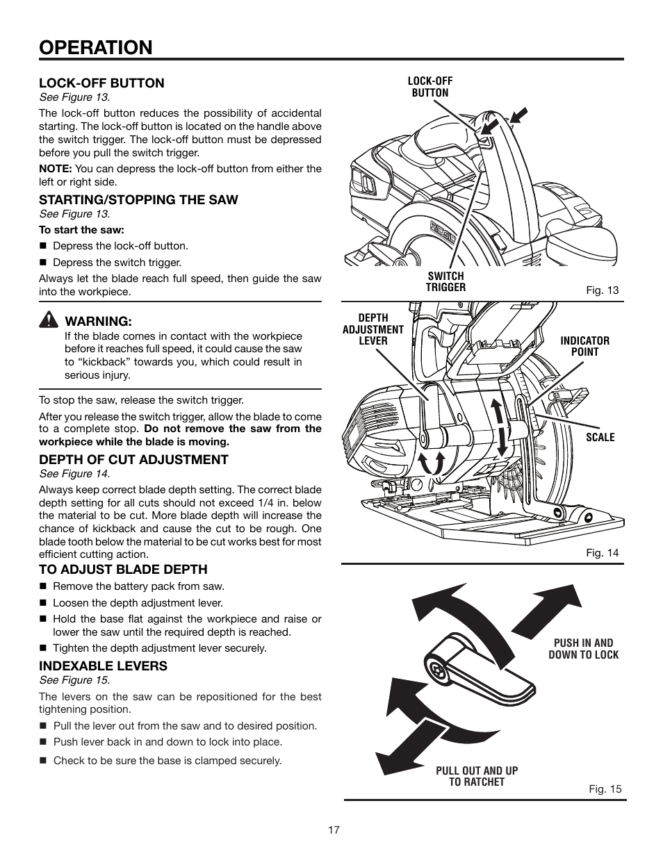 Operation | RIDGID R855 User Manual | Page 17 / 24
