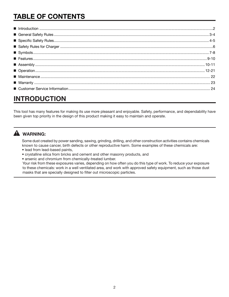 Table of contents introduction | RIDGID R855 User Manual | Page 2 / 24