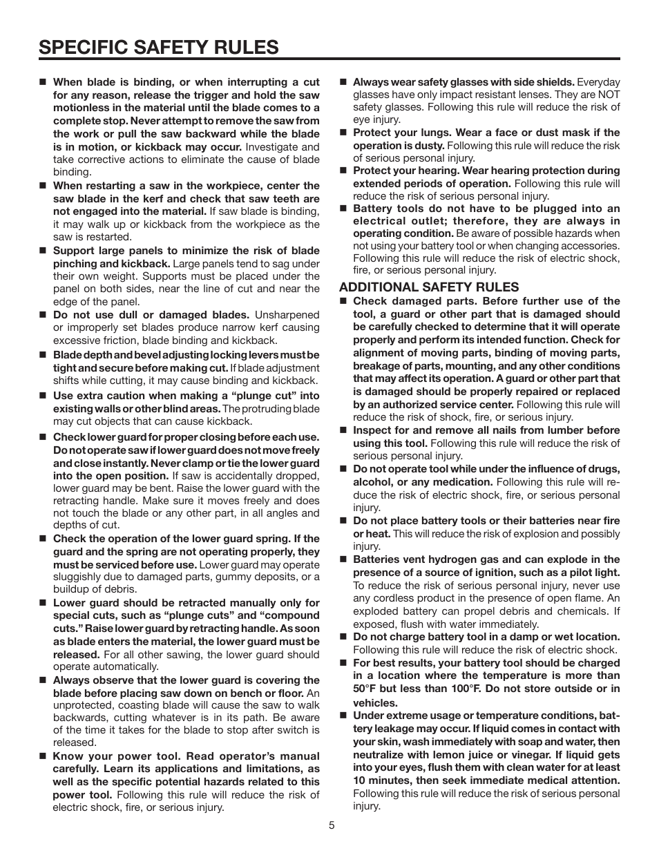 Specific safety rules | RIDGID R855 User Manual | Page 5 / 24