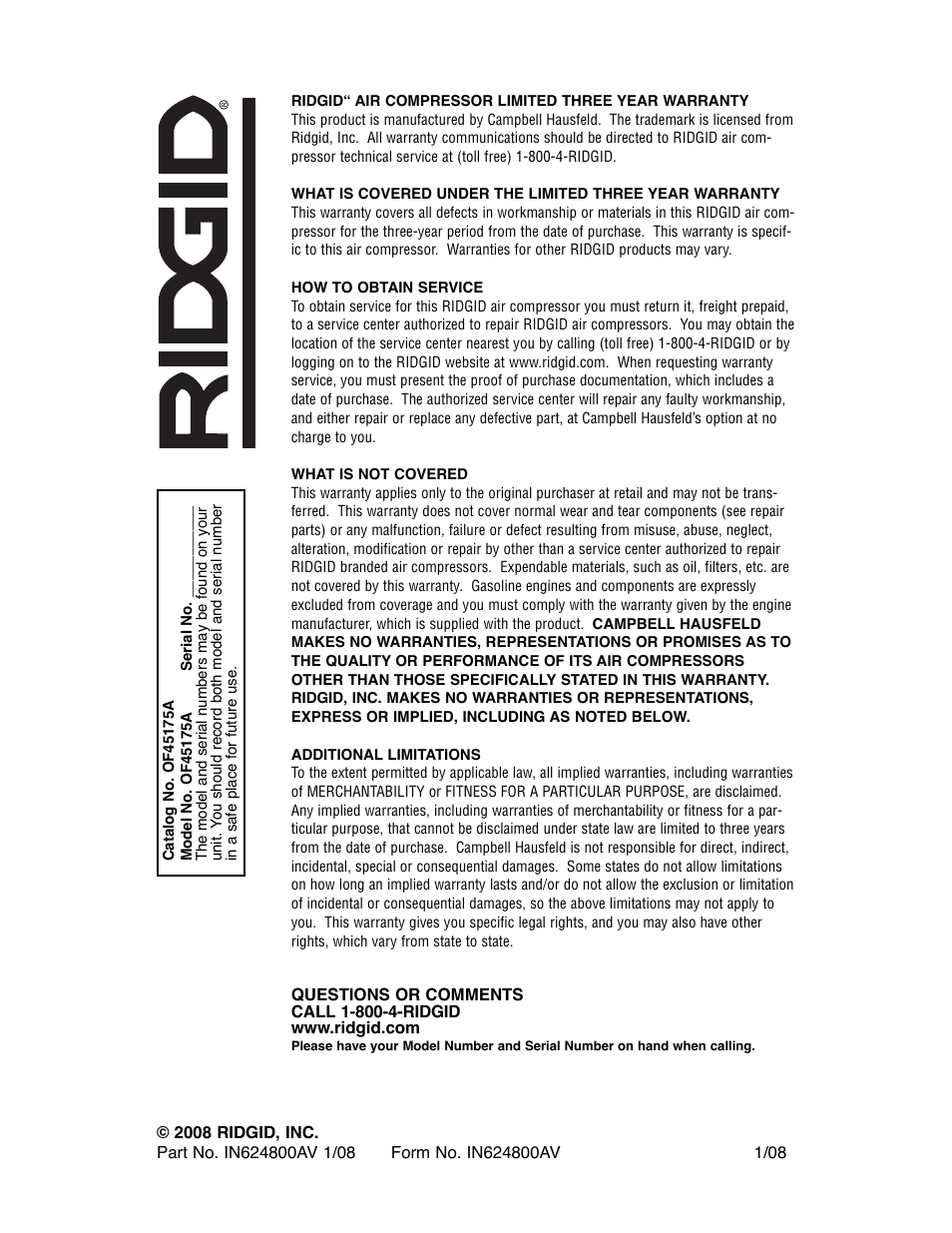 RIDGID OF45175A User Manual | Page 24 / 72