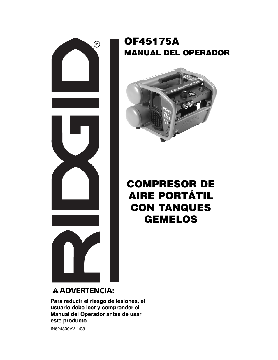 Compresor de aire portátil con tanques gemelos | RIDGID OF45175A User Manual | Page 25 / 72
