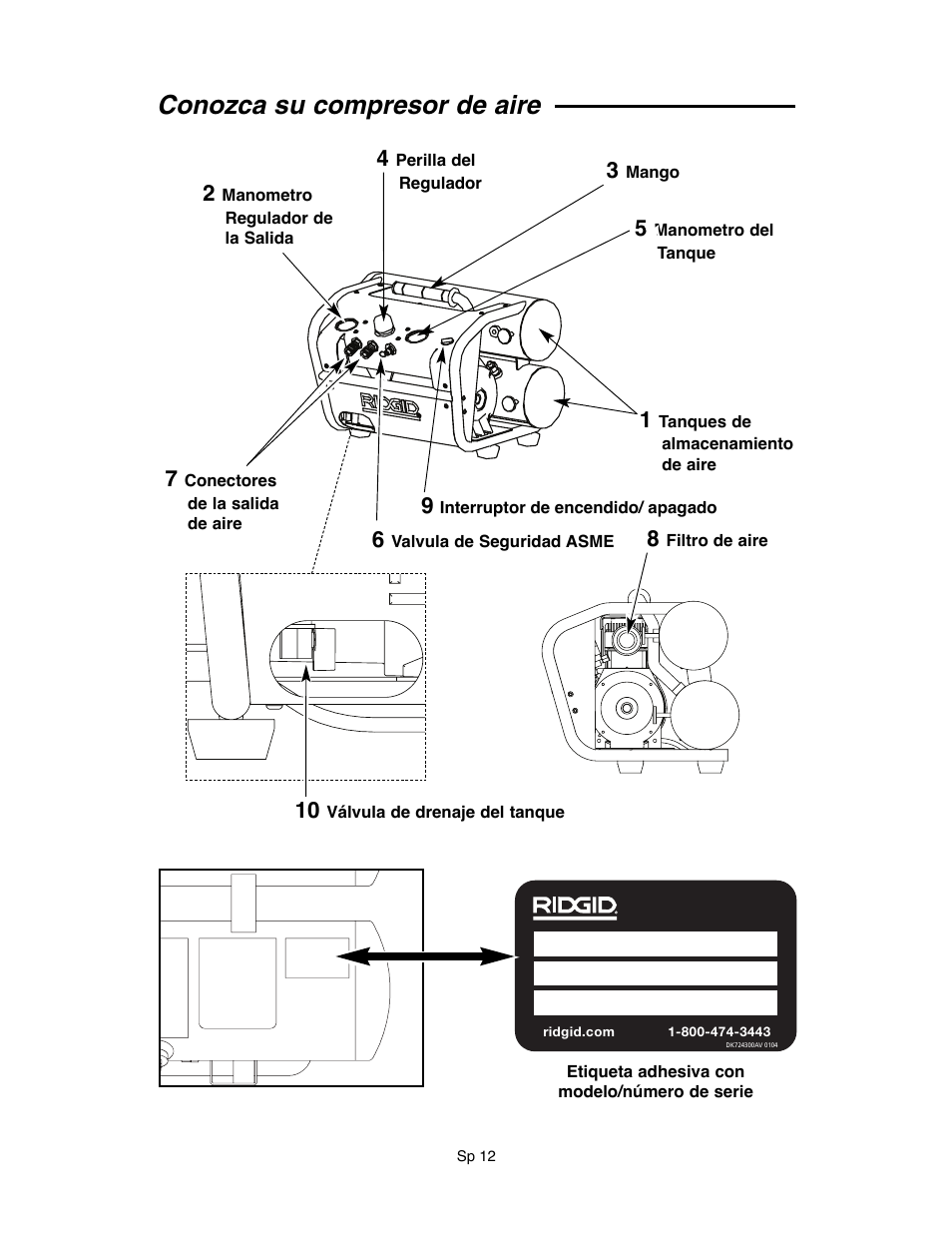 Conozca su compresor de aire | RIDGID OF45175A User Manual | Page 36 / 72
