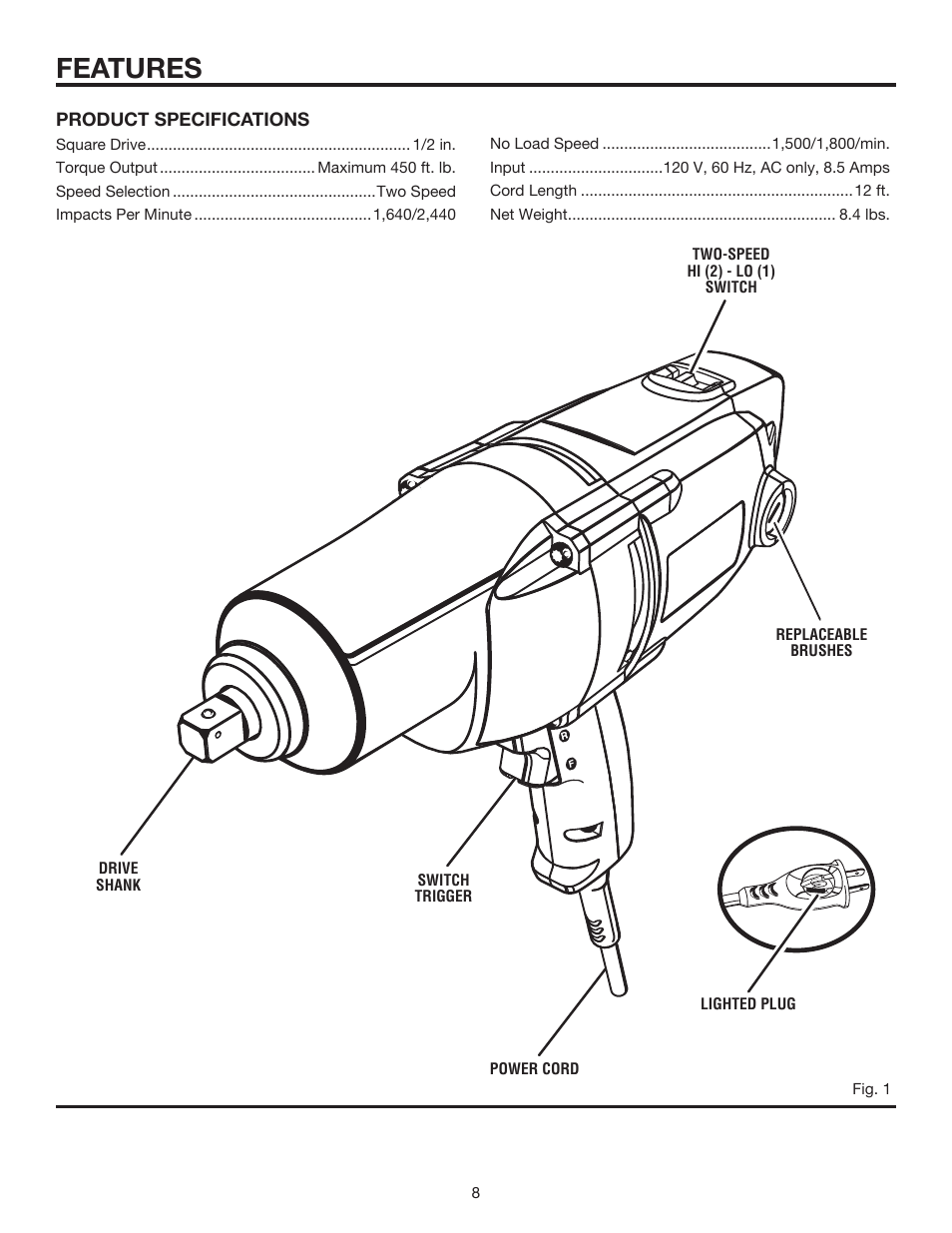 Features | RIDGID R6300 User Manual | Page 8 / 14