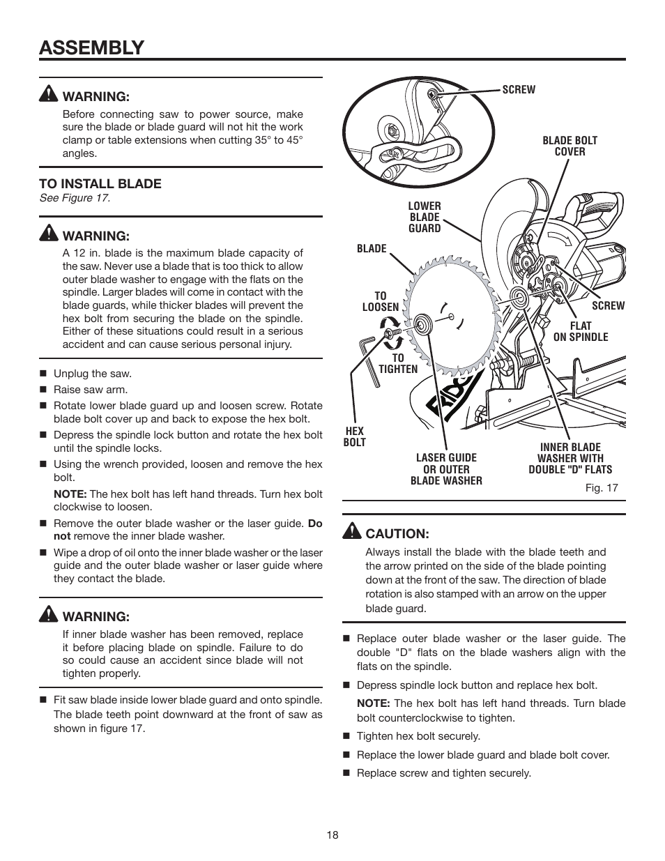 Assembly | RIDGID MS1250LZ User Manual | Page 18 / 36