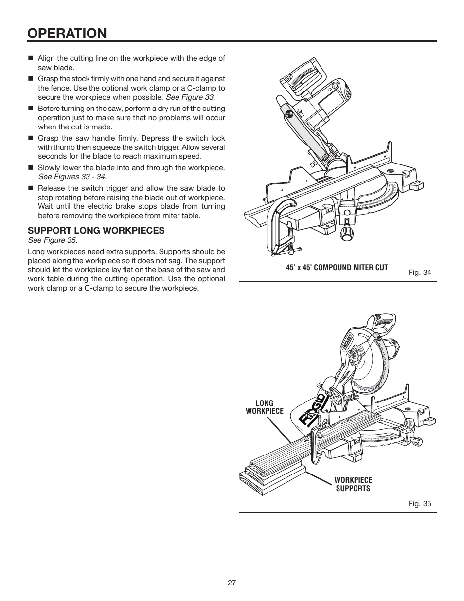 Operation | RIDGID MS1250LZ User Manual | Page 27 / 36