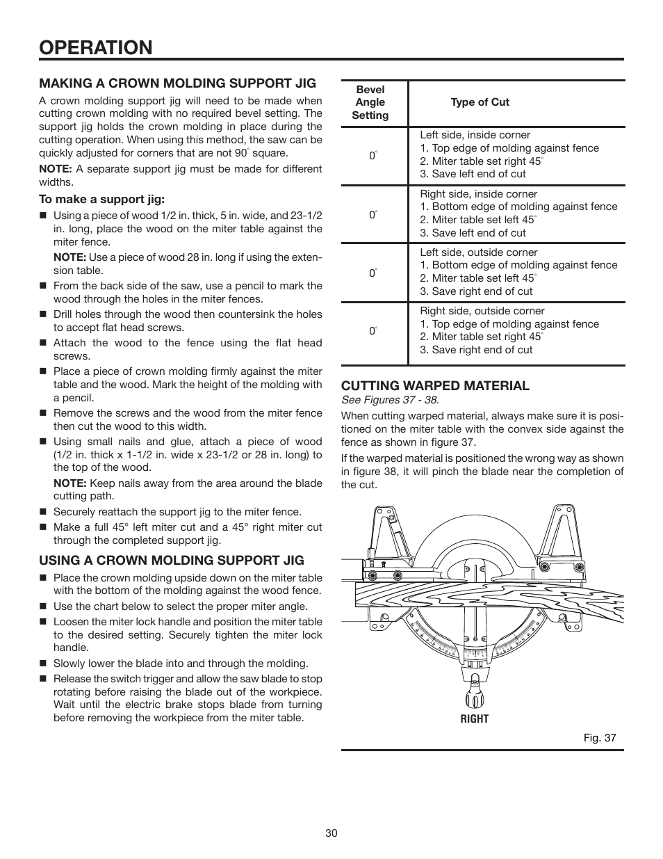 Operation | RIDGID MS1250LZ User Manual | Page 30 / 36