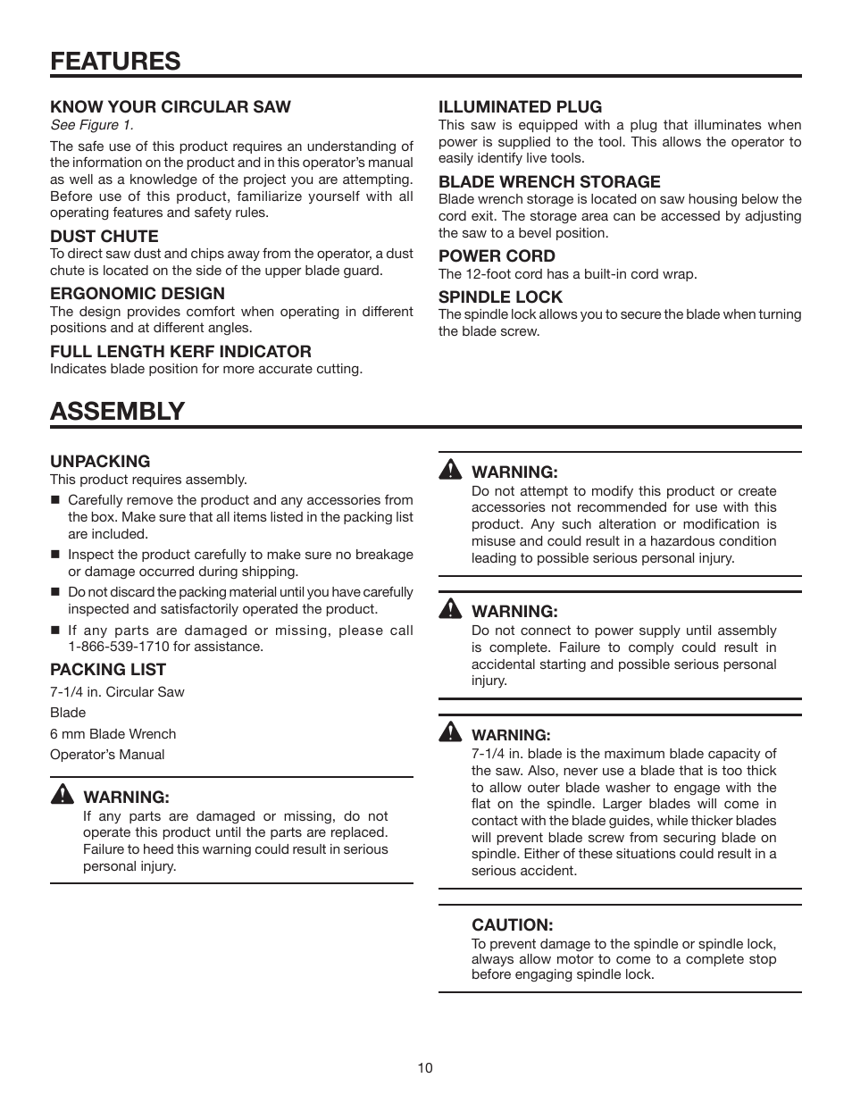 Features, Assembly | RIDGID R3202 User Manual | Page 10 / 22