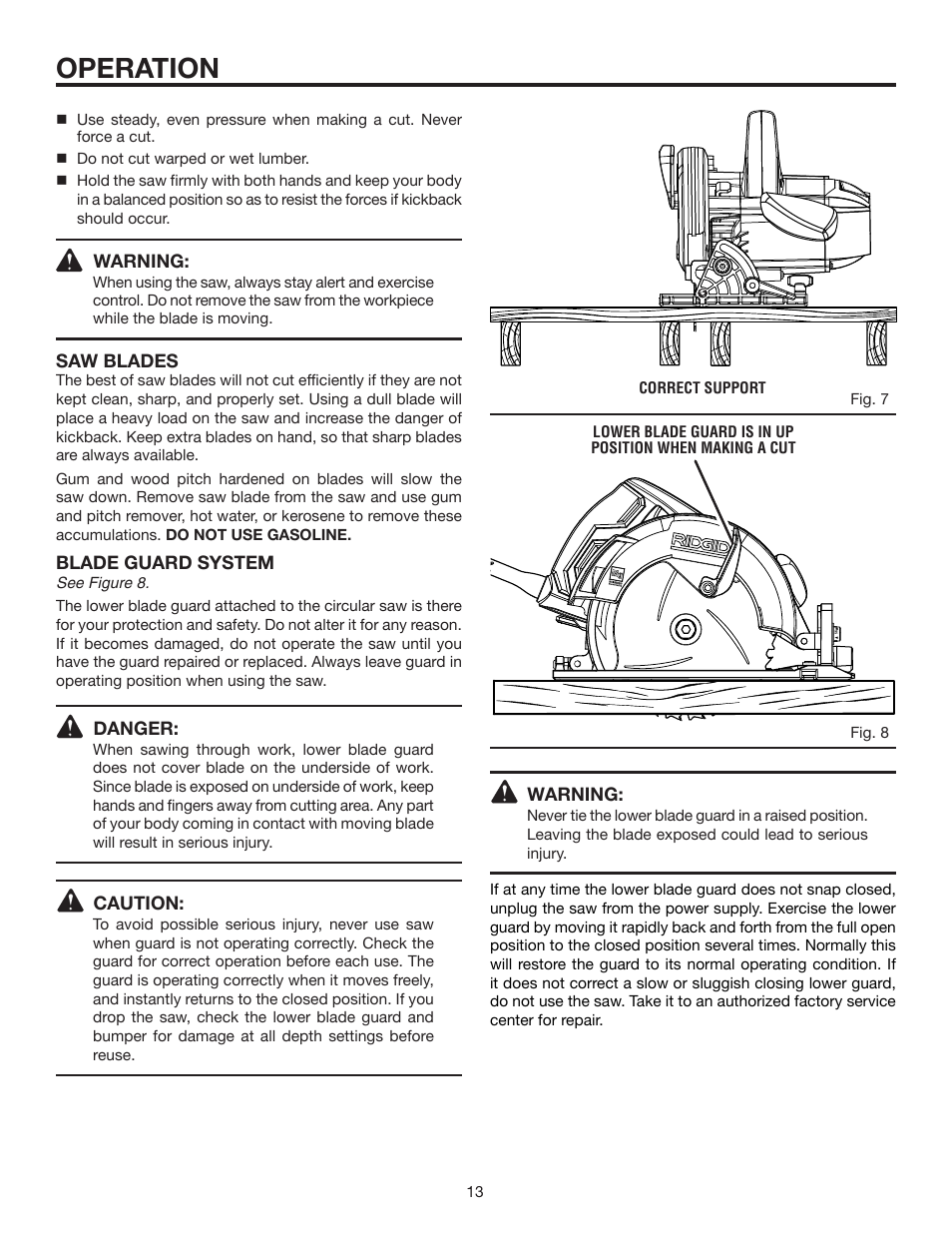 Operation | RIDGID R3202 User Manual | Page 13 / 22