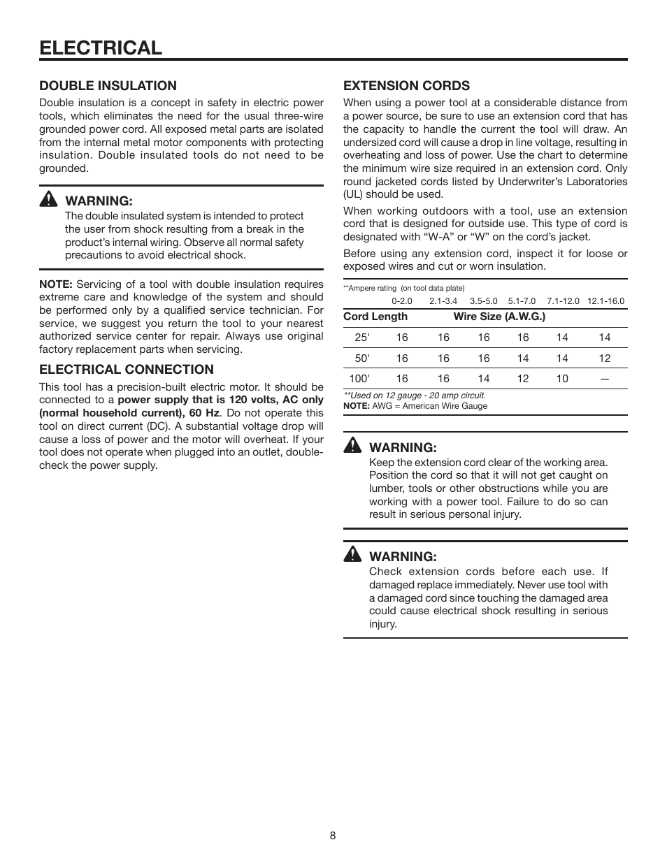 Electrical | RIDGID R3202 User Manual | Page 8 / 22