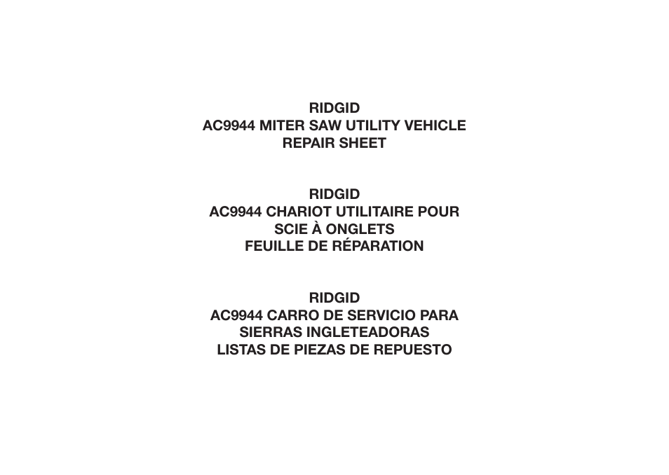 RIDGID AC9944 User Manual | 8 pages