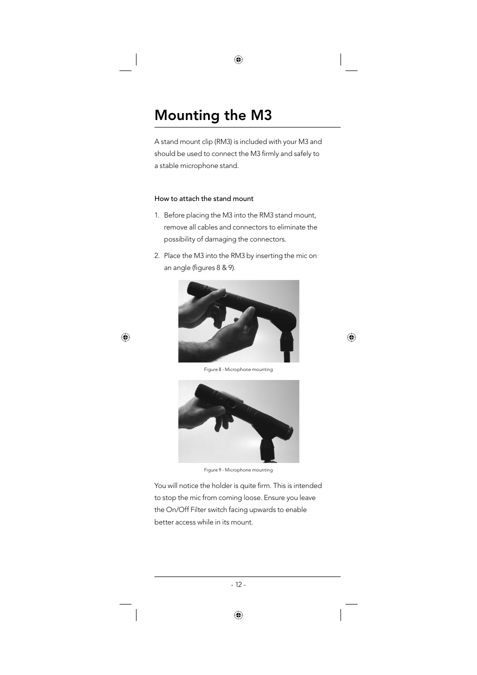 Mounting the m3 | RODE Microphones M3 User Manual | Page 12 / 16