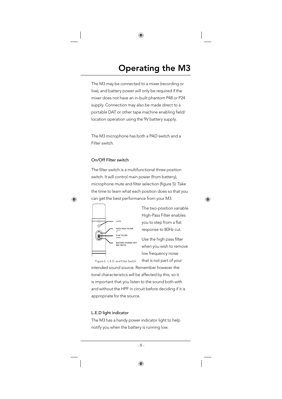 Operating the m3 | RODE Microphones M3 User Manual | Page 9 / 16