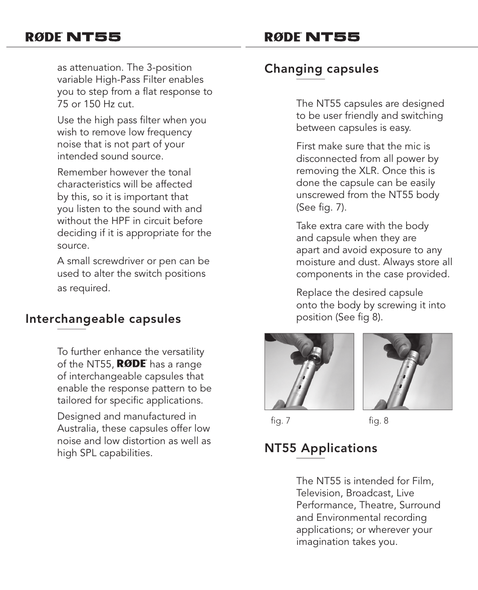 RODE Microphones NT55 User Manual | Page 6 / 8