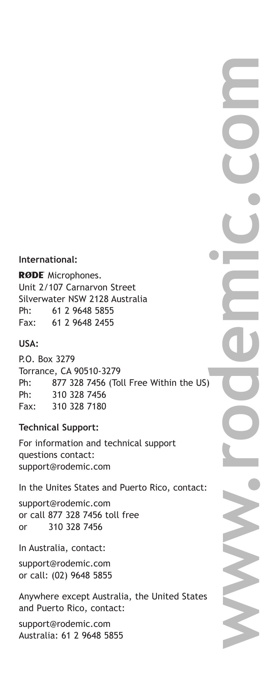 RODE Microphones NT55 User Manual | Page 8 / 8