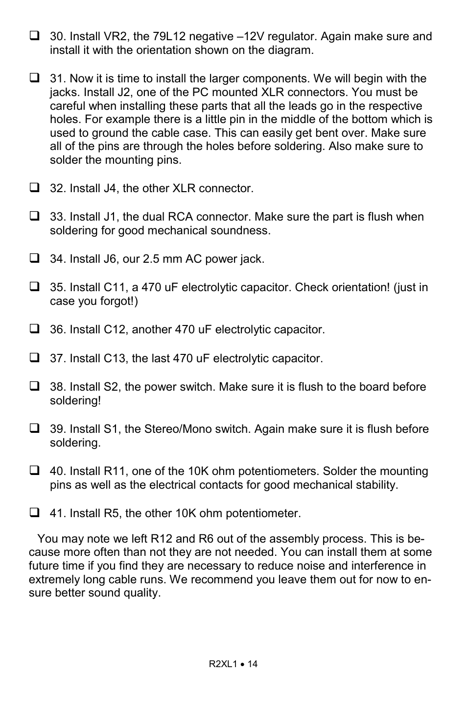 Ramsey Electronics RCA to XLR Converter R2XL1 User Manual | Page 14 / 20