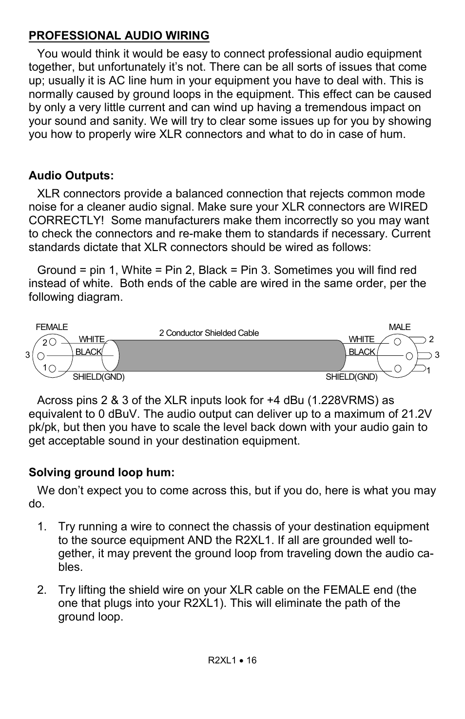 Ramsey Electronics RCA to XLR Converter R2XL1 User Manual | Page 16 / 20