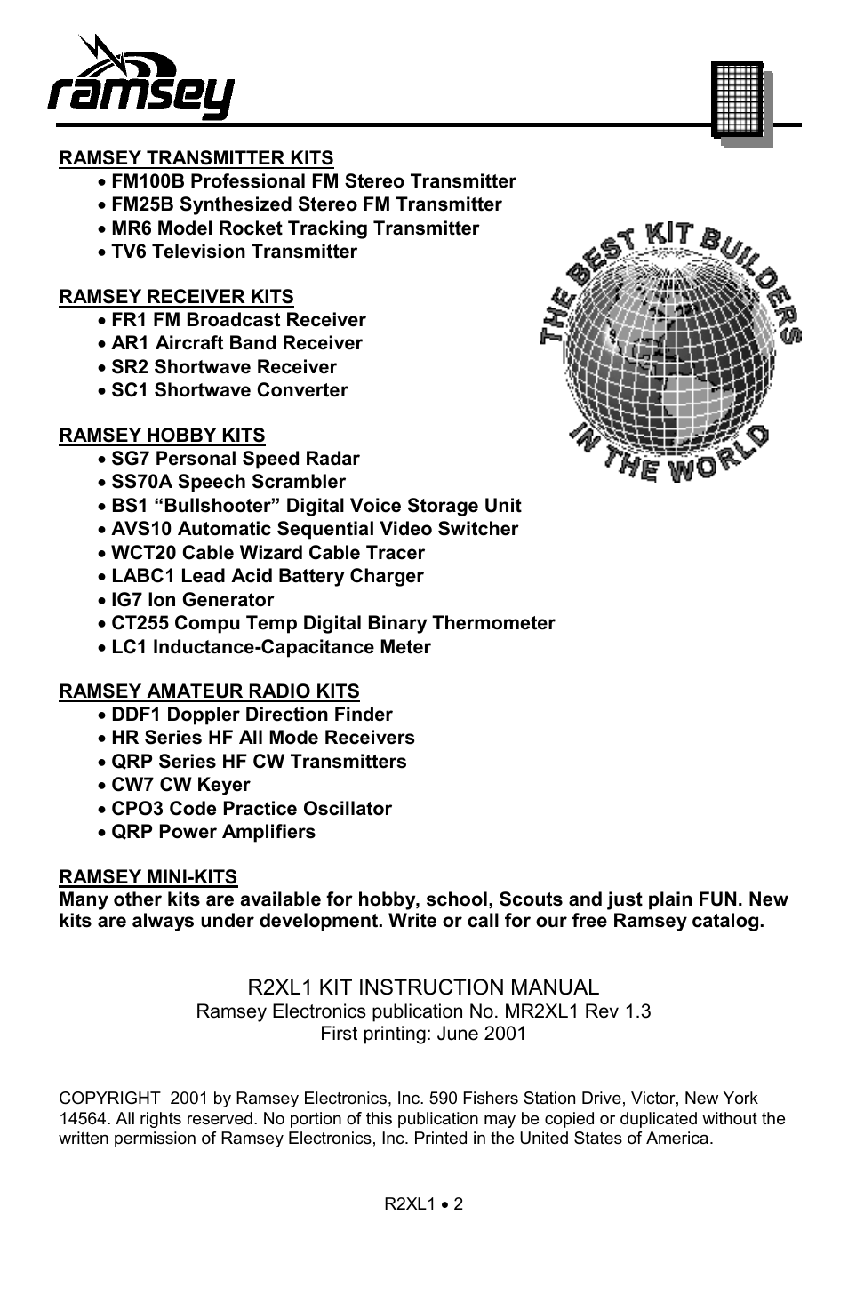 Ramsey Electronics RCA to XLR Converter R2XL1 User Manual | Page 2 / 20