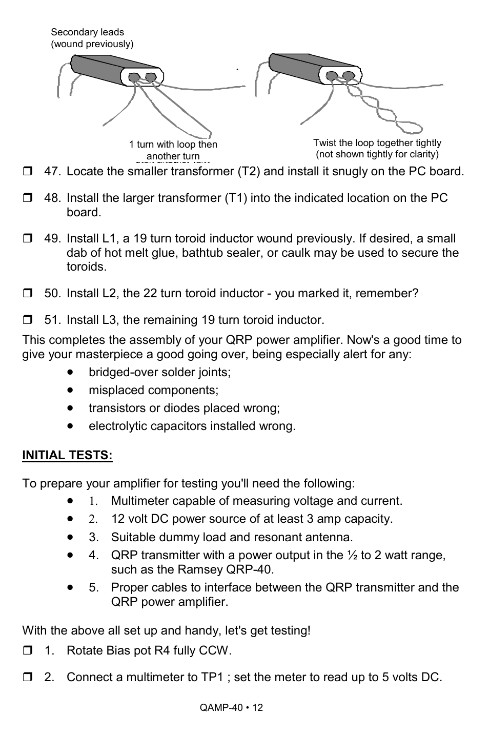 Ramsey Electronics QAMP40 User Manual | Page 12 / 20