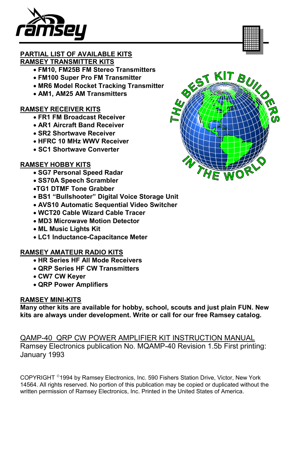 Ramsey Electronics QAMP40 User Manual | Page 2 / 20