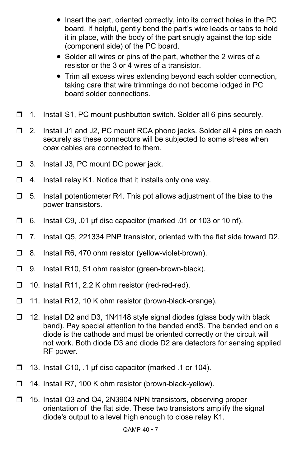Ramsey Electronics QAMP40 User Manual | Page 7 / 20