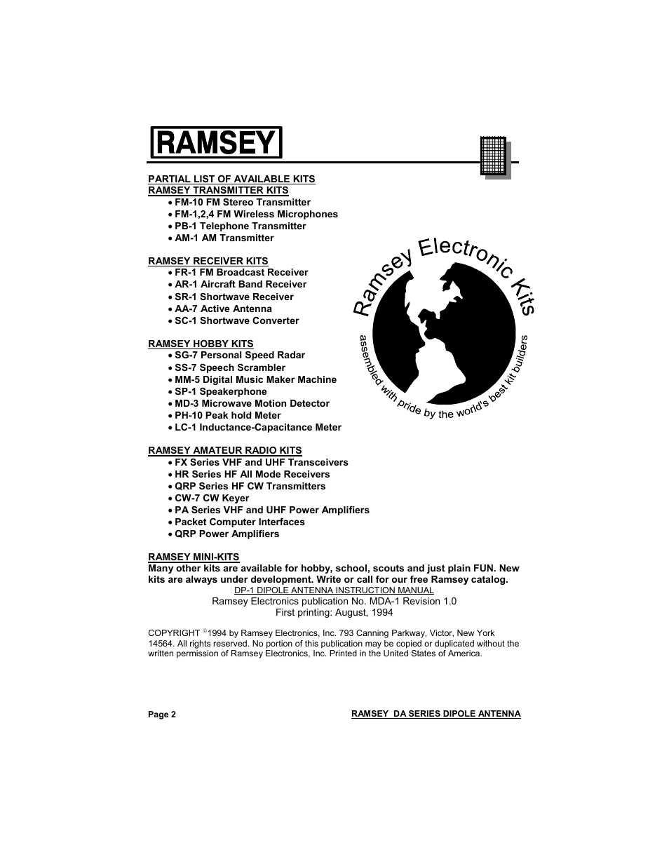 Ramsey Electronics DA-40 User Manual | Page 2 / 16