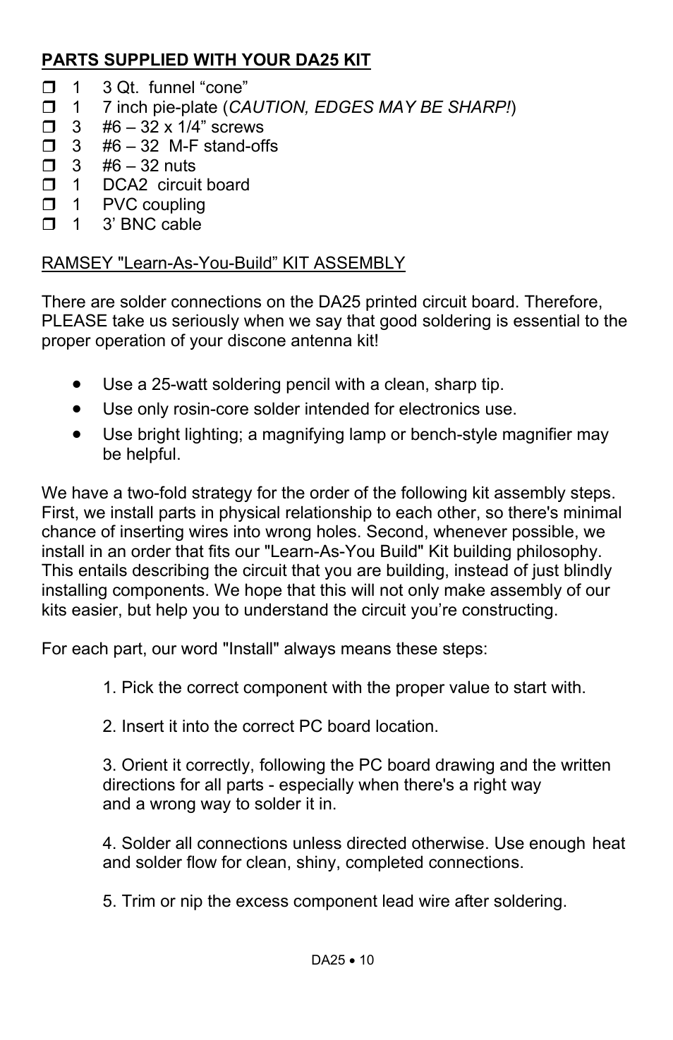 Ramsey Electronics DA25 User Manual | Page 10 / 20