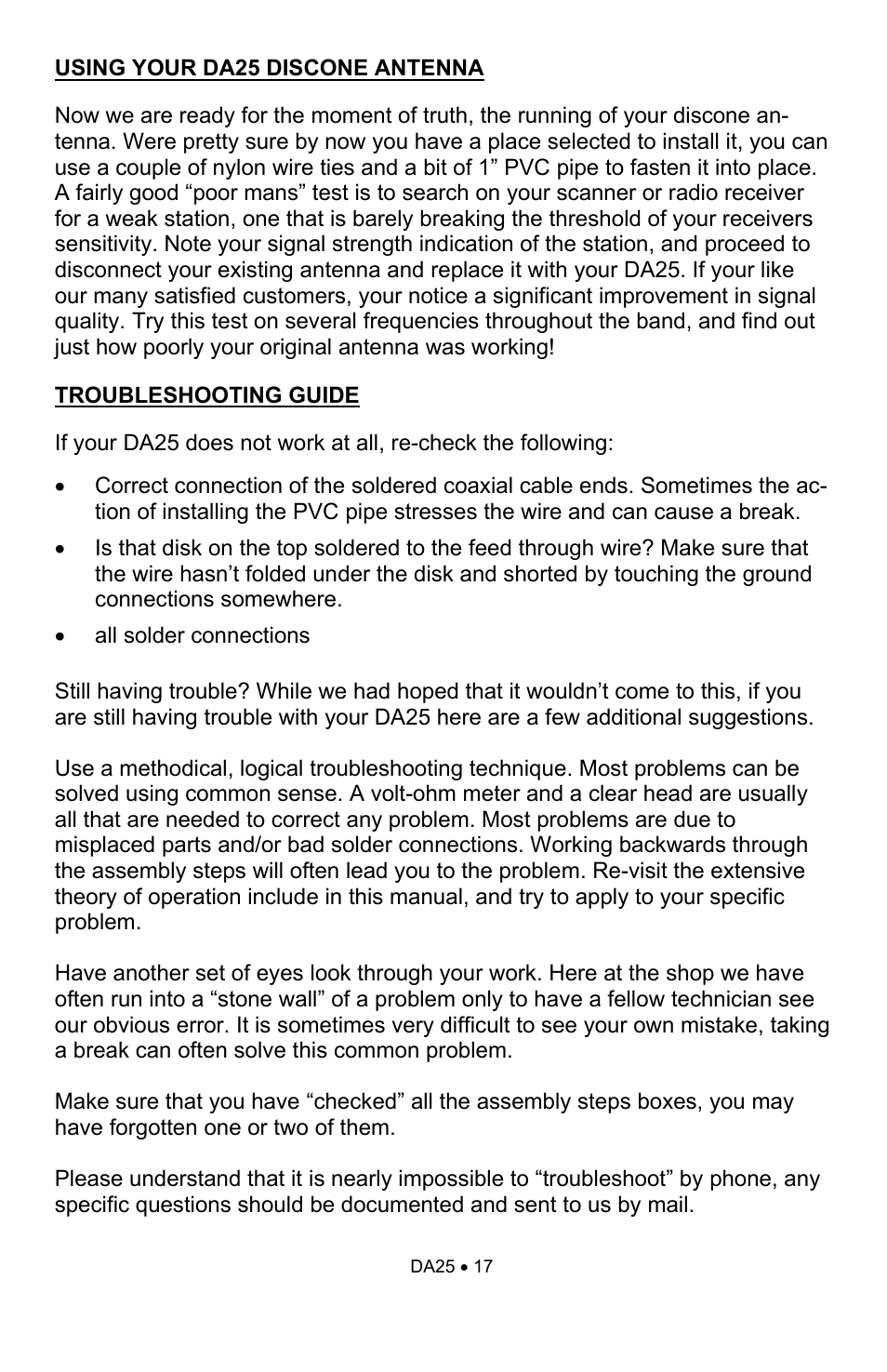 Ramsey Electronics DA25 User Manual | Page 17 / 20