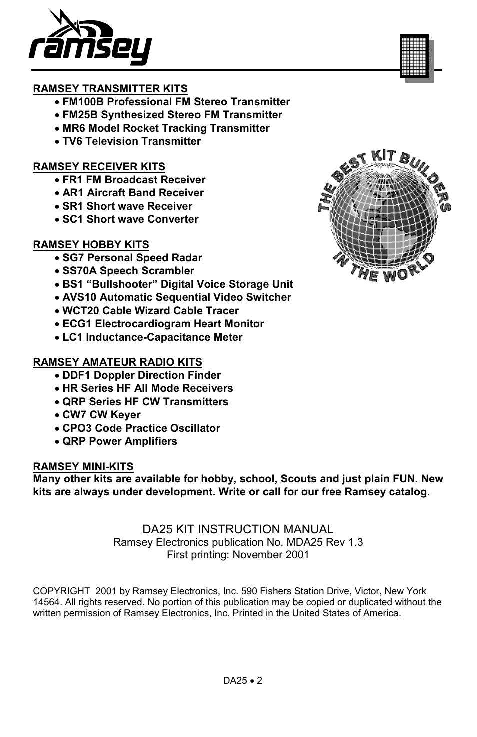 Ramsey Electronics DA25 User Manual | Page 2 / 20