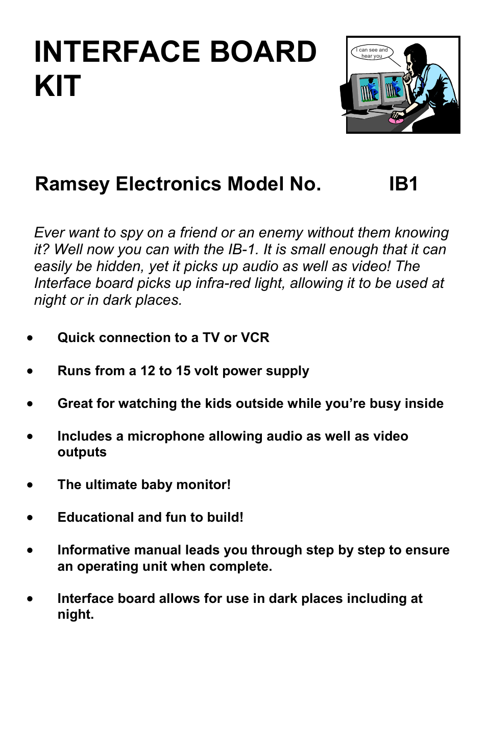 Ramsey Electronics Interface Board Kit IB1 User Manual | 12 pages