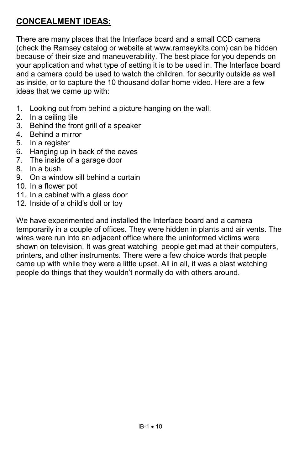 Ramsey Electronics Interface Board Kit IB1 User Manual | Page 10 / 12