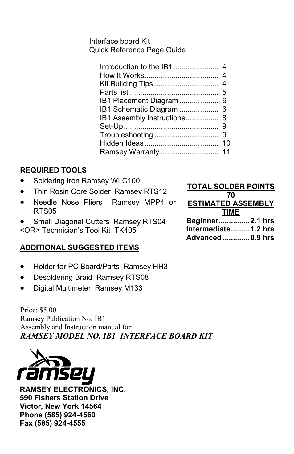 Ramsey Electronics Interface Board Kit IB1 User Manual | Page 12 / 12