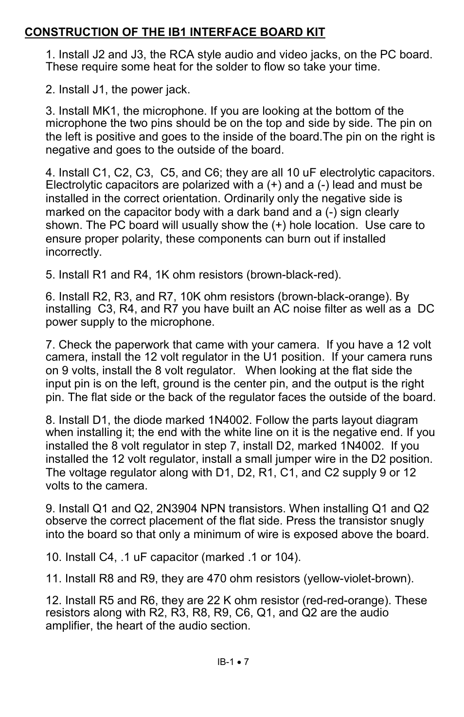 Ramsey Electronics Interface Board Kit IB1 User Manual | Page 7 / 12