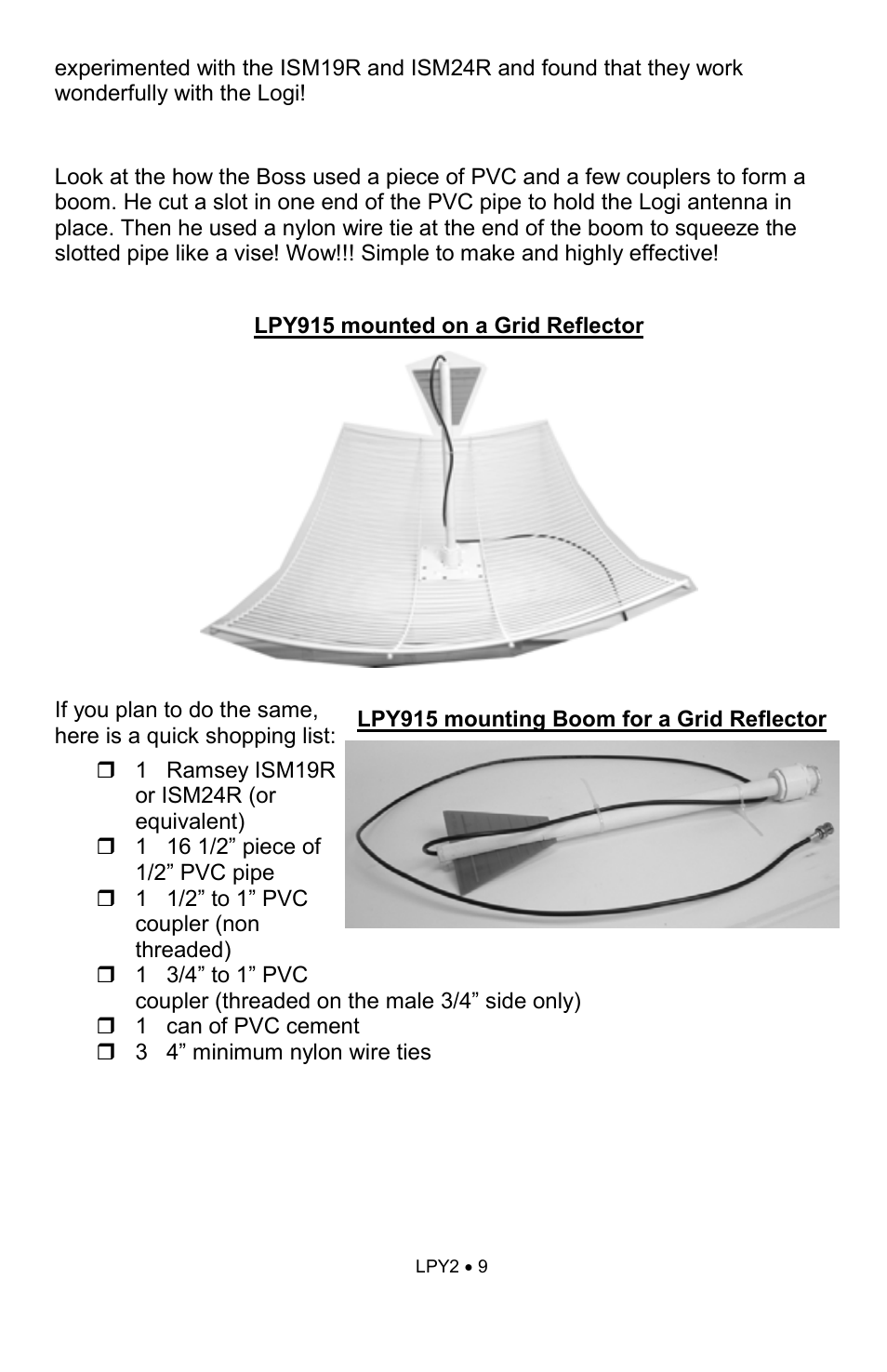 Ramsey Electronics The `Logi' Log Periodic Antenna LPY915 User Manual | Page 9 / 12
