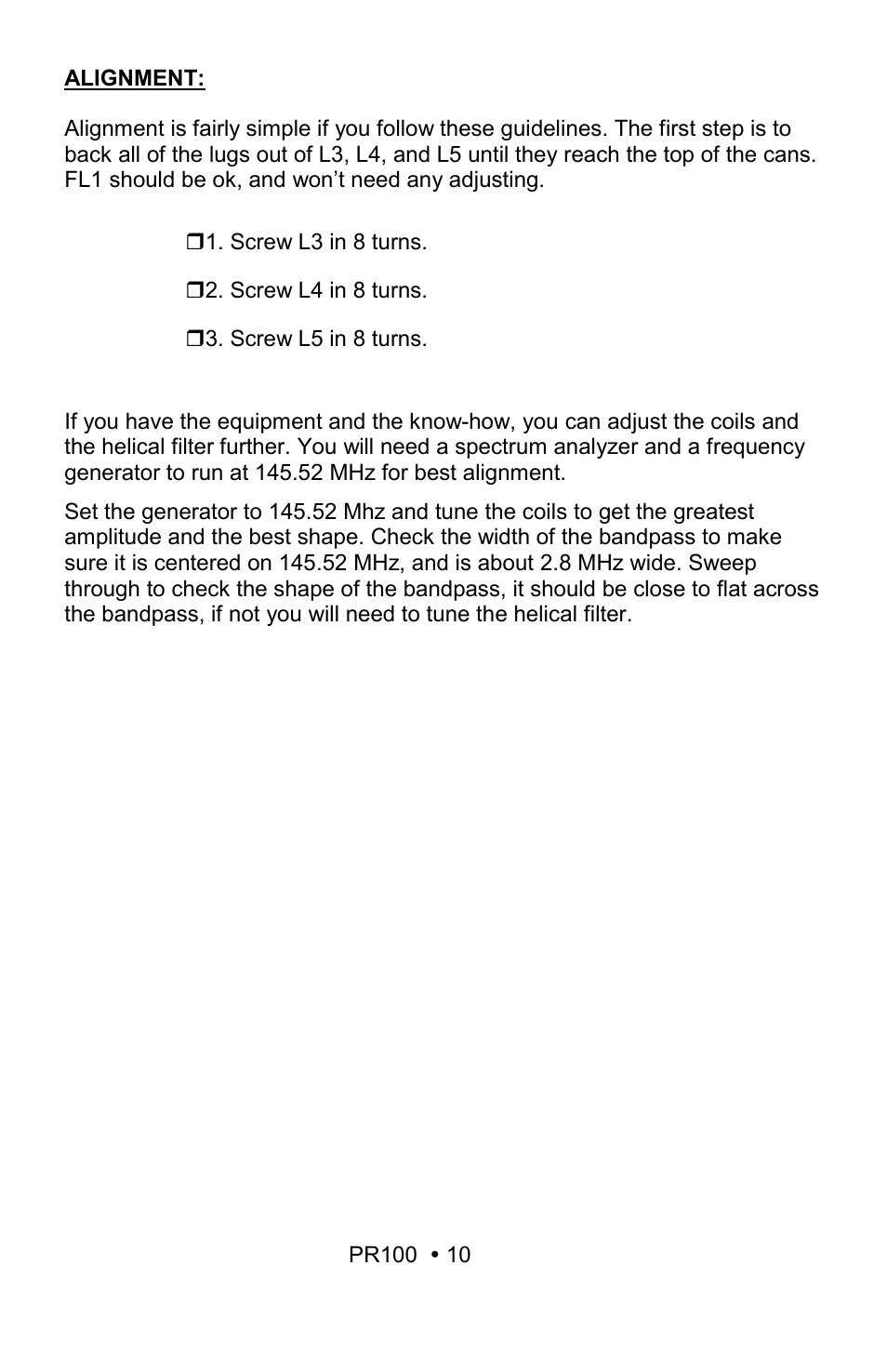 Ramsey Electronics VHF Low Noise Preamp Kit PR100 User Manual | Page 10 / 16
