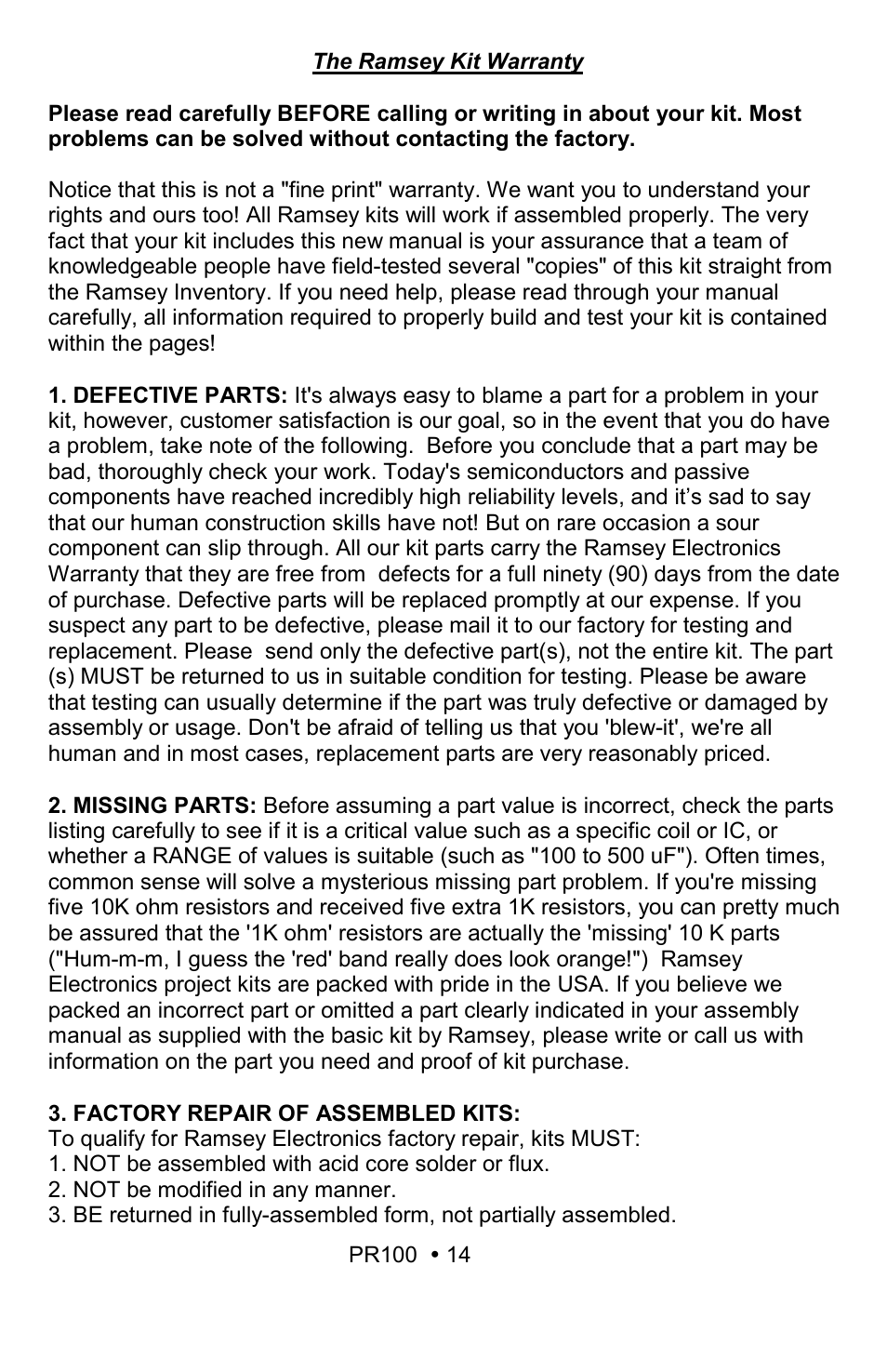 Ramsey Electronics VHF Low Noise Preamp Kit PR100 User Manual | Page 14 / 16
