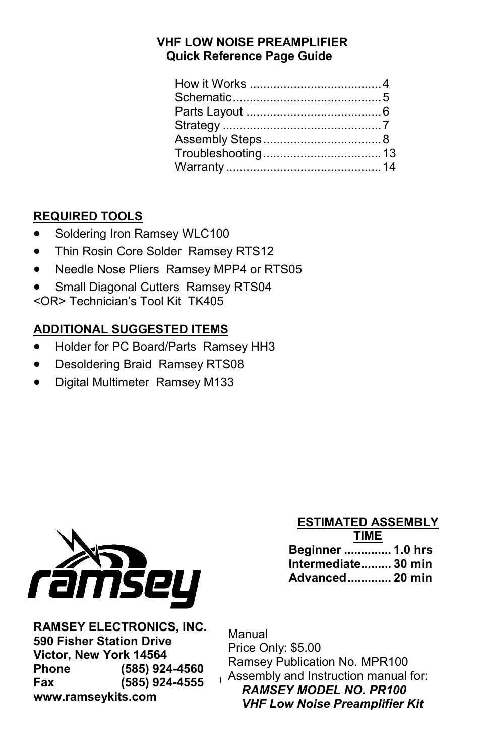 Ramsey Electronics VHF Low Noise Preamp Kit PR100 User Manual | Page 16 / 16