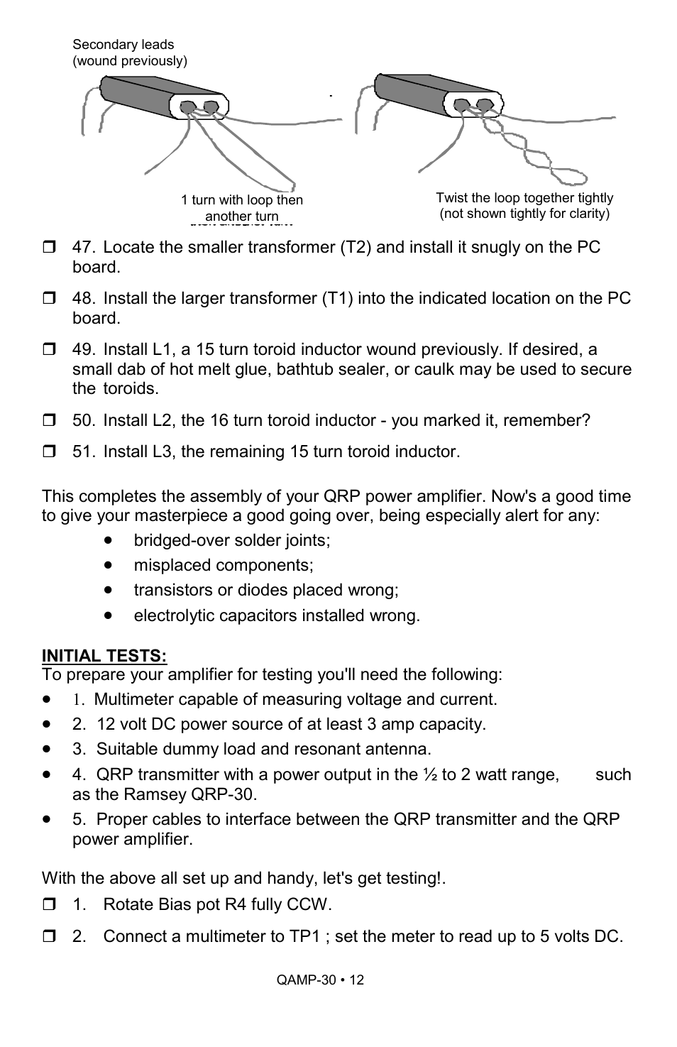 Ramsey Electronics QRP CW POWER AMPLIFIER KIT QAMP30 User Manual | Page 12 / 20