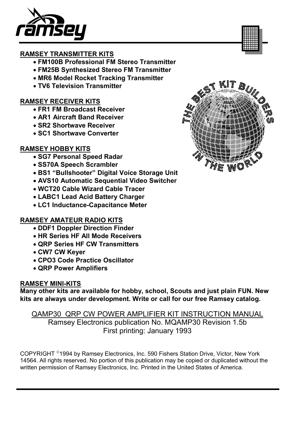 Ramsey Electronics QRP CW POWER AMPLIFIER KIT QAMP30 User Manual | Page 2 / 20