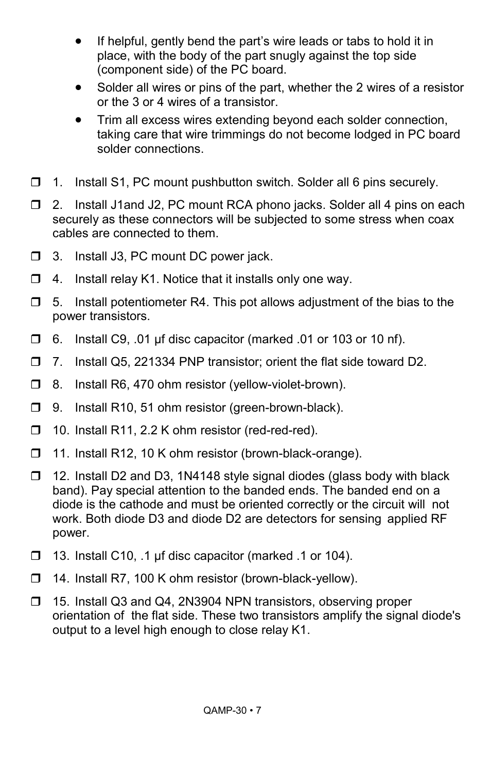 Ramsey Electronics QRP CW POWER AMPLIFIER KIT QAMP30 User Manual | Page 7 / 20