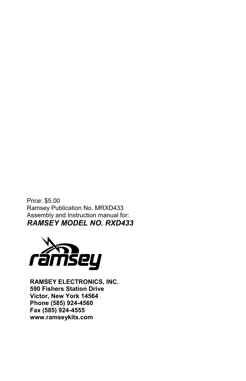 Ramsey model no. rxd433 | Ramsey Electronics Wireless RF Link Receiver/Decoder RXD433 User Manual | Page 8 / 8