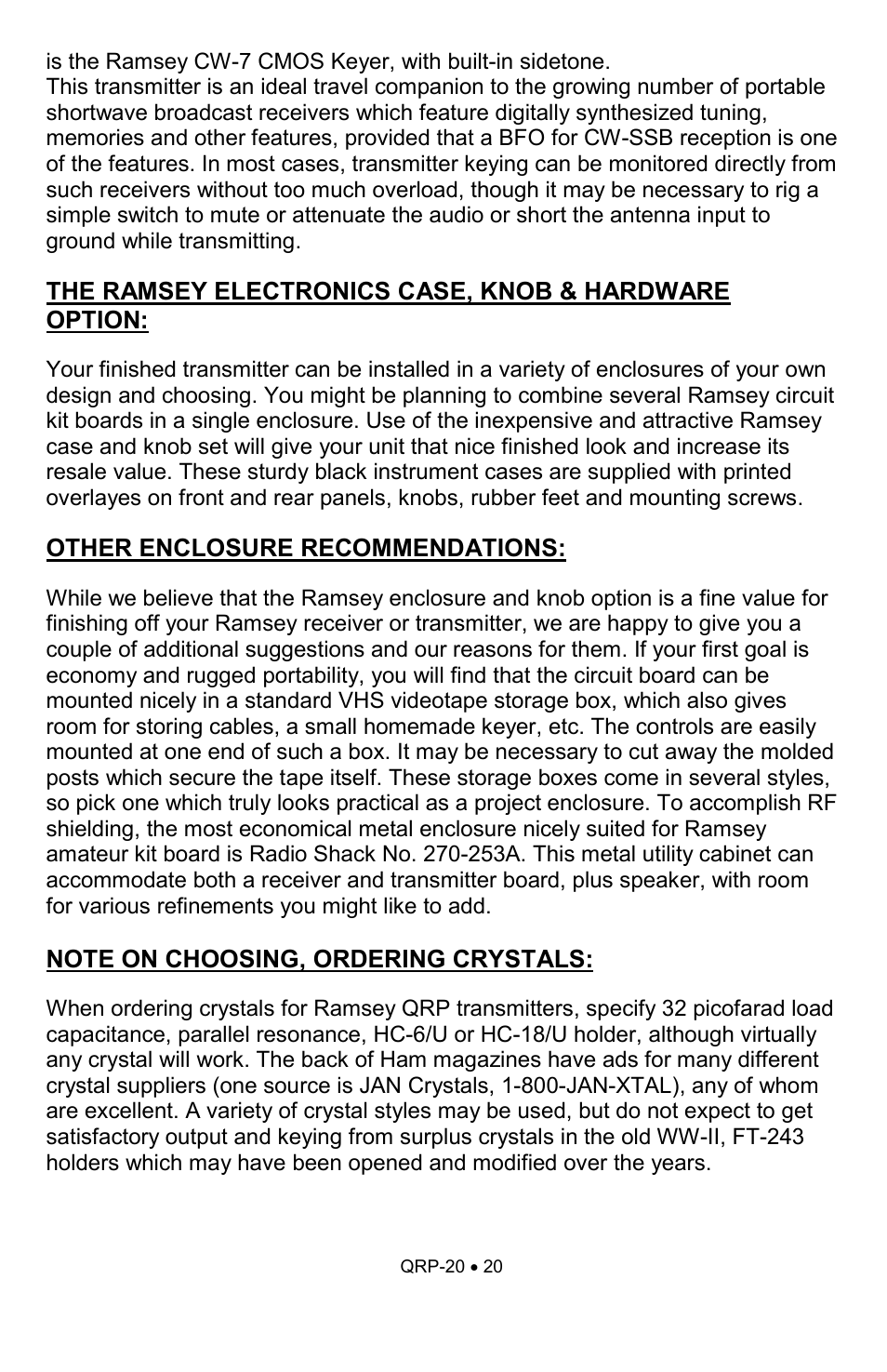 Ramsey Electronics QRP20 User Manual | Page 20 / 24