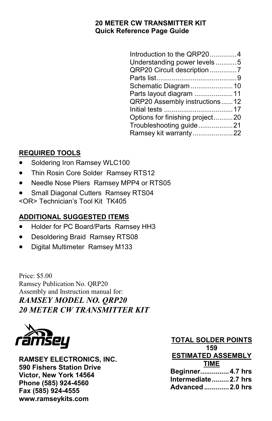 Ramsey Electronics QRP20 User Manual | Page 24 / 24
