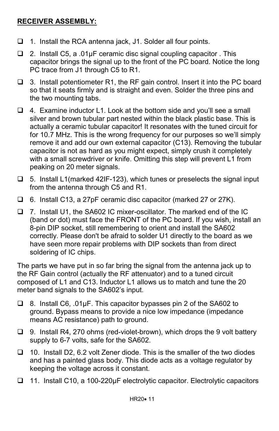 Ramsey Electronics HR20 User Manual | Page 11 / 28