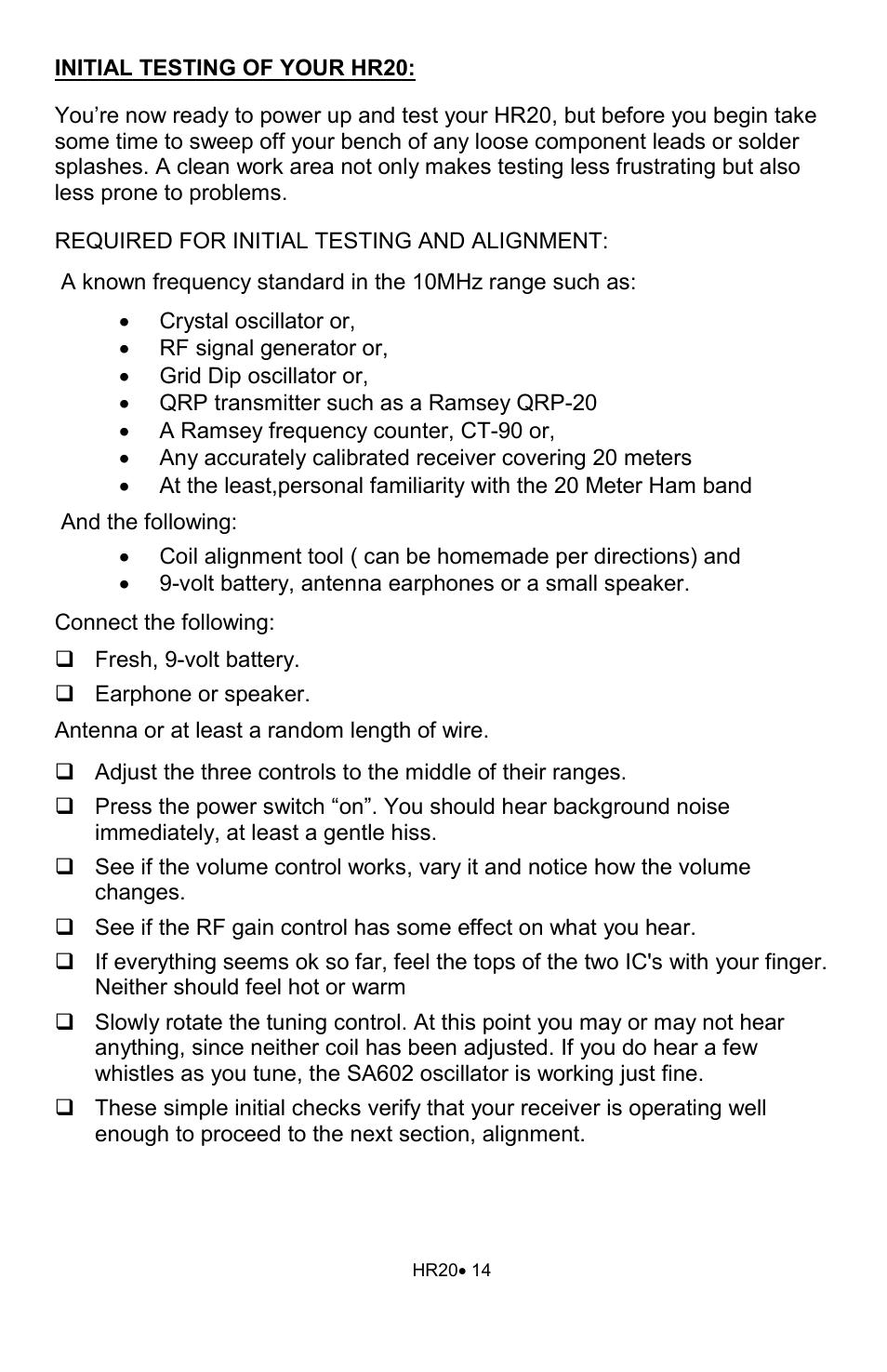 Ramsey Electronics HR20 User Manual | Page 14 / 28